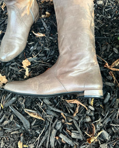 PRADA Distressed Knee-High Flat Leather Boots