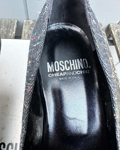 MOSCHINO Cheap And Chic Tweed Pointed Toe Kitten Heel Pumps