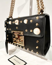 Load image into Gallery viewer, GUCCI Faux Pearl Stud Embellished Padlock Small Chain Strap Leather Shoulder Crossbody Bag
