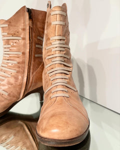 DRIES VAN NOTEN Distressed Kitten Heel Leather Ankle Boots