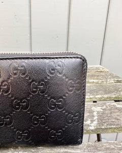 GUCCI Guccissima Zip Around Leather Wallet