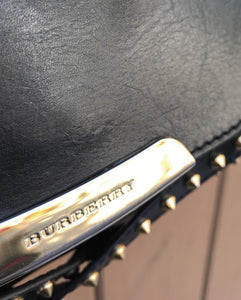 BURBERRY Small Abbott Gold Studded Black Leather Crossbody Bag