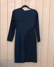 Load image into Gallery viewer, BURBERRY London Crepe 3/4 Sleeve Asymmetrical Neckline Fitted Midi Dress
