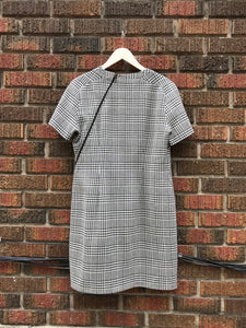 JUDITH & CHARLES Cotton Wool Blend Houndstooth Short Sleeve Midi Dress