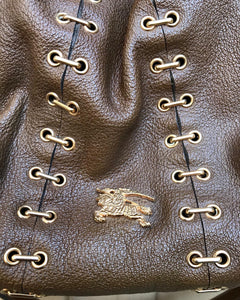 Vintage BURBERRY Brown Leather Shoulder Bag
