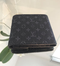 Load image into Gallery viewer, LOUIS VUITTON Sepia Navy Monogram Mini Lin Trifold Wallet
