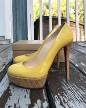Load image into Gallery viewer, CHRISTIAN LOUBOUTIN Patent Leather Platform Cork High Heel Pumps
