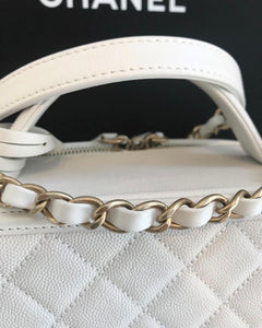 CHANEL Quilted Caviar Leather Filigree Large Vanity Case