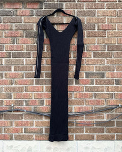 CELINE Ribbed Stretch Knit Fitted Long Sleeve Sweater  Dress