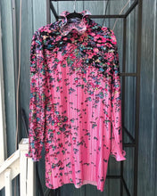 Load image into Gallery viewer, GIVENCHY Plisse Pink Floral Print Crinkle Mock Neck Long Sleeve Dress
