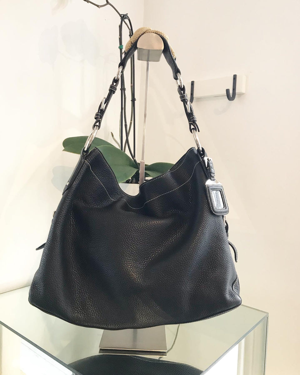 PRADA Black Leather Slouchy Shoulder Bag – Susannah Designer