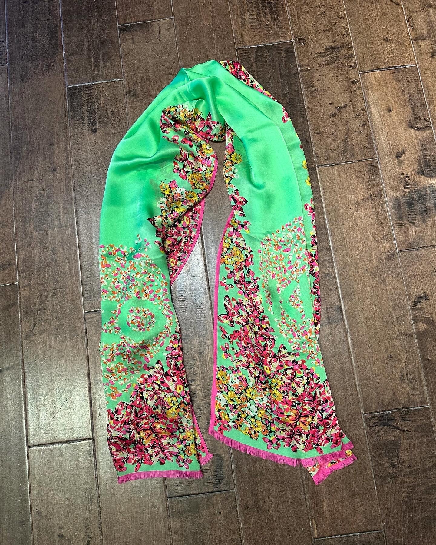 Floral print silk scarf