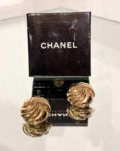 Load image into Gallery viewer, CHANEL Vintage Gold Tone CC Swirled Button Clip-on Earrings
