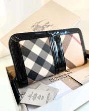 Load image into Gallery viewer, BURBERRY Patent Leather Nova Check Large Zip Around Wallet
