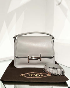TOD’S Small Double T Logo Leather Handle Shoulder Crossbody Bag