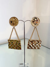 Load image into Gallery viewer, CHANEL Vintage Gold Metal CC Coin Quilted Flap Bag Clip-On Drop Earrings
