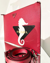 Load image into Gallery viewer, PRADA Seahorse Logo Saffiano Leather Clutch
