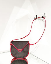 Load image into Gallery viewer, YVES SAINT LAURENT Vintage Red Leather Woven Coated Canvas Crossbody Bag

