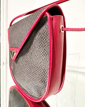 Load image into Gallery viewer, YVES SAINT LAURENT Vintage Red Leather Woven Coated Canvas Crossbody Bag
