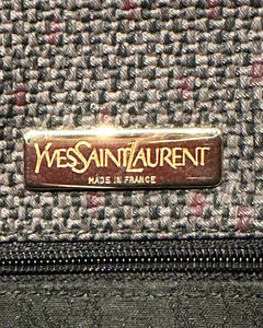YVES SAINT LAURENT Vintage Red Leather Woven Coated Canvas Crossbody Bag