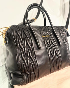 MIU MIU Large Matelasse Nappa Leather Handle Shoulder Bag