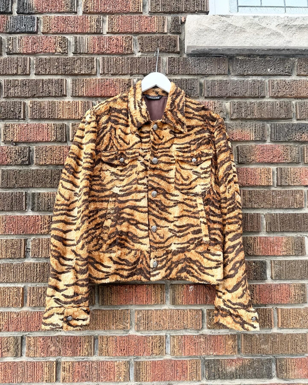 VERSUS GIANNI VERSACE Vintage Men’s Tiger Print Faux Fur Jacket