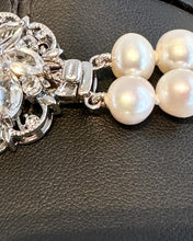 Load image into Gallery viewer, DOUBLE STRANDS Sterling Silver Clear Crystal Fresh Water Pearl Necklace
