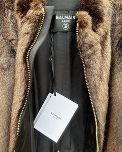 BALMAIN Faux Fur Zip Front Jacket
