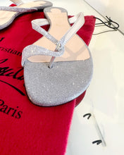 Load image into Gallery viewer, CHRISTIAN LOUBOUTIN 10MM Silver Glitter Flat Sandals
