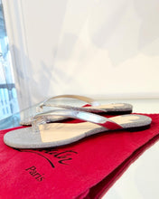 Load image into Gallery viewer, CHRISTIAN LOUBOUTIN 10MM Silver Glitter Flat Sandals

