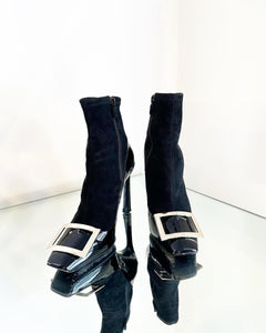 ROGER VIVIER Patent Leather Suede Ankle Boots