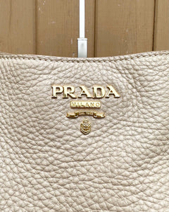 PRADA Vitelli Daino Leather Tote Crossbody  Bag