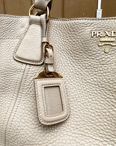 PRADA Vitelli Daino Leather Tote Crossbody  Bag