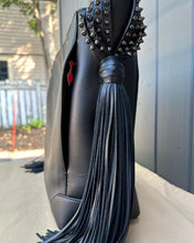 Load image into Gallery viewer, CHRISTIAN LOUBOUTIN Eloise Spiked Fringed Leather Hobo Bag
