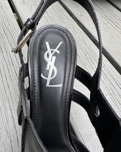 YSL Platform High Heel Leather Sandals