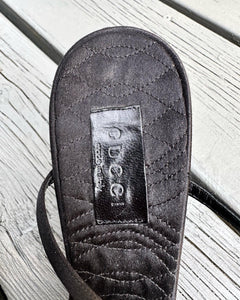 GUCCI Satin Bead Embellished High Heel Sandals
