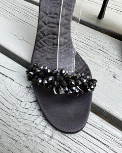 GUCCI Satin Bead Embellished High Heel Sandals
