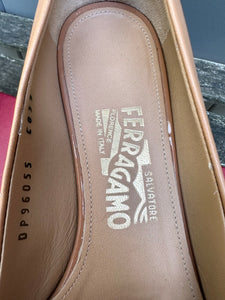 SALVATORE FERRAGAMO Pim Patent Leather Mid Block Heel Pumps