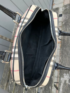 BURBERRY Nova Check Coated Canvas Leather Handle Bag