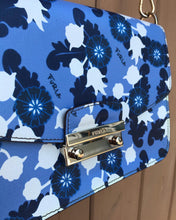 Load image into Gallery viewer, FURLA Blue White Floral Print Leather Crossbody Bag
