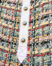 Load image into Gallery viewer, CHANEL Multi Colour Tweed Fringed Hem S’less Midi Belted Dress
