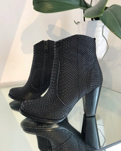 JOIE Snake Print Leather Ankle Boots