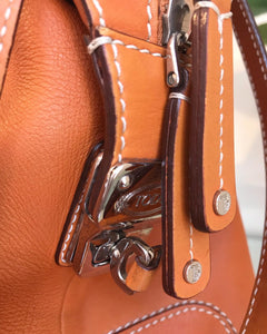 TOD’S Orange D-Styling Medium Bauletto Leather Tote Bag