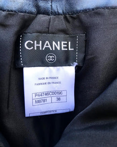 CHANEL Metallic Bluish Black Lambskin Leather Pants