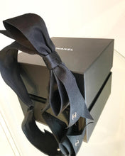 Load image into Gallery viewer, CHANEL Black Satin Bow CC Headband
