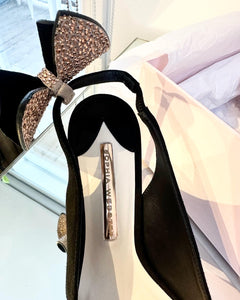 SOPHIA WEBSTER Edie Bow Embellished Suede Slingback Heels