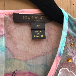 LOUIS VUITTON Flower Sequin Embellished Silk S’less Top