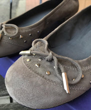 Load image into Gallery viewer, STUART WEITZMAN Studs &amp; Bow Embellished Suede Ballet Flats
