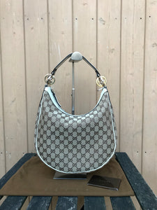 GUCCI Medium Monogram GG Twins Canvas Leather Hobo Shoulder Bag