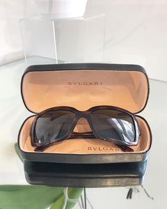BVLGARI Brown Tortoise Rhinestone Embellished Sunglasses